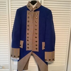 Revolutionary War Officers Blue Tailcoat, 18th Century Military Uniform, Sz M